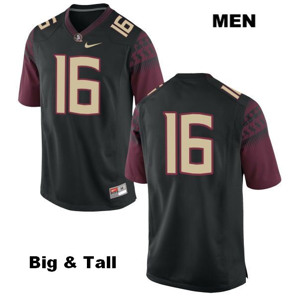 Men's NCAA Nike Florida State Seminoles #16 Jacob Pugh College Big & Tall No Name Black Stitched Authentic Football Jersey QIF6069RD